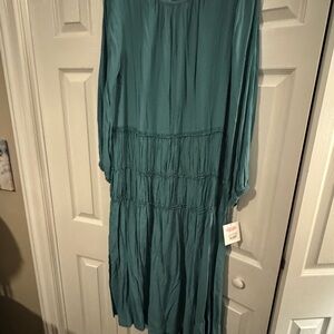 Chic Long Sleeve Teal Dress